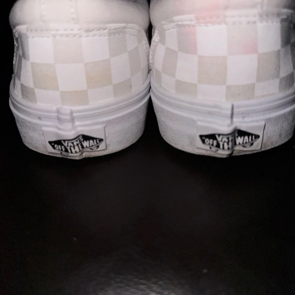 Vans White and Gray Checkered Athletic Shoes - Picture 6 of 6